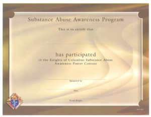 Substance Abuse Participant Certificate Knights of Columbus
